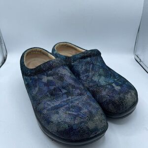 Algeria Blue Leather Snakeskin Clogs size 36